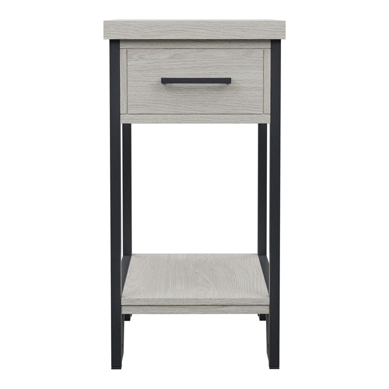 Furniture of America Sims Transitional Wood 1-Shelf Side Table in Antique White