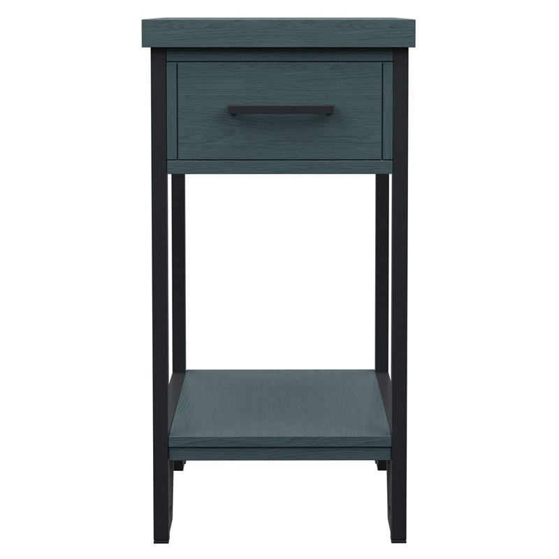 Furniture of America Sims Transitional Wood 1-Shelf Side Table in Antique Green