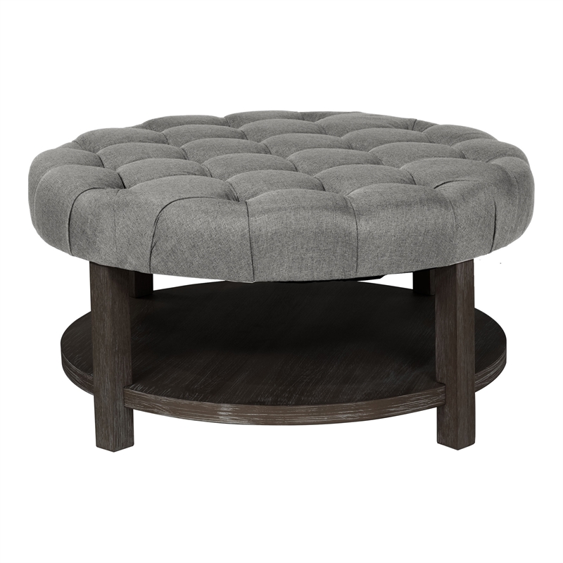 Furniture of America Shoreditch Transitional Wood 1-Shelf Ottoman in Light Gray
