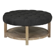 Furniture of America Shoreditch Wood Ottoman in Natural and Dark Gray