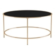 Furniture of America Rockbel Contemporary Glass Top Round Coffee Table in Gold
