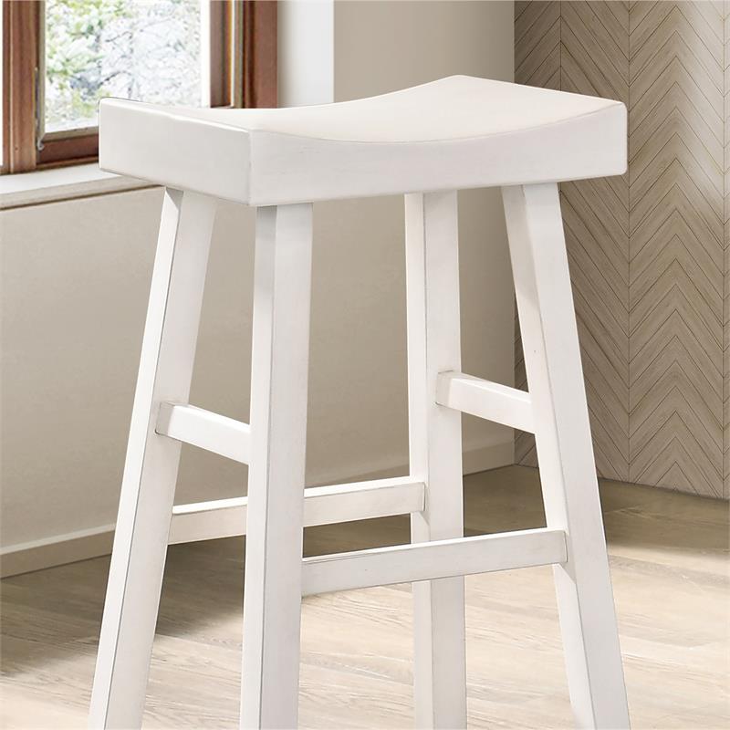 Furniture of America Epping Wood 29-Inch Saddle Stool in White (Set of 2)