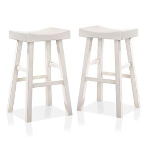 Furniture of America Epping Wood 29-Inch Saddle Stool in White (Set of 2)