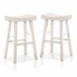 Furniture of America Epping Wood 29-Inch Saddle Stool in White (Set of 2)