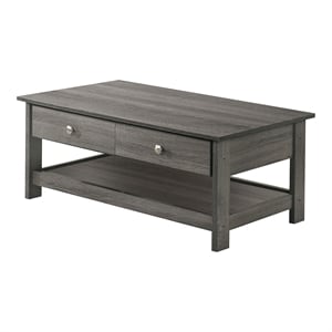 Furniture of America Lekwick Transitional Wood 2-Drawer Coffee Table in Gray