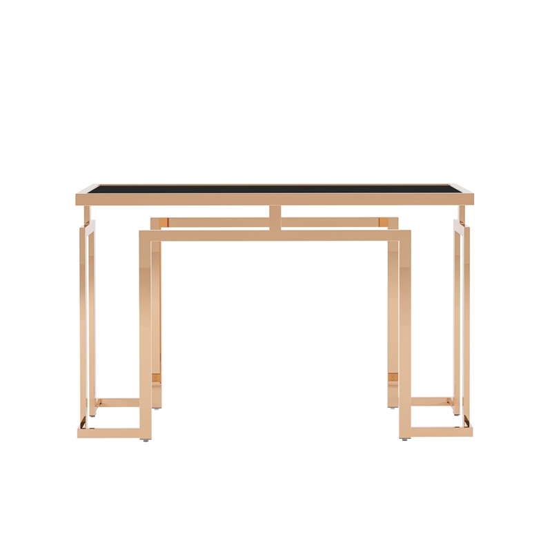 Furniture of America Mahone Contemporary Glass Top Console Table in Gold