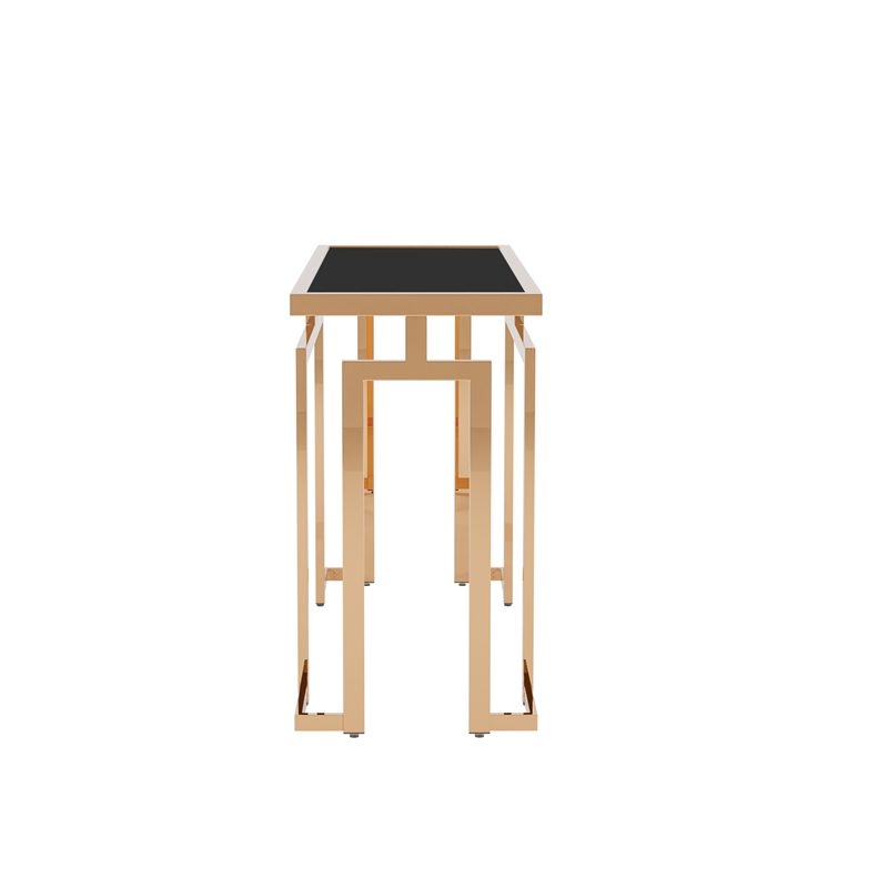 Furniture of America Mahone Contemporary Glass Top Console Table in Gold