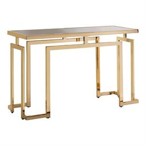 Furniture of America Mahone Contemporary Glass Top Console Table in Gold