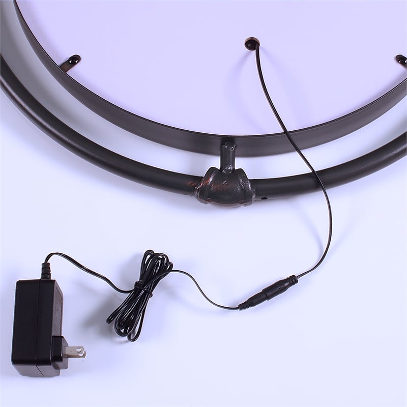 Furniture of America Mizen Metal Round Wall Mirror in Black and Copper