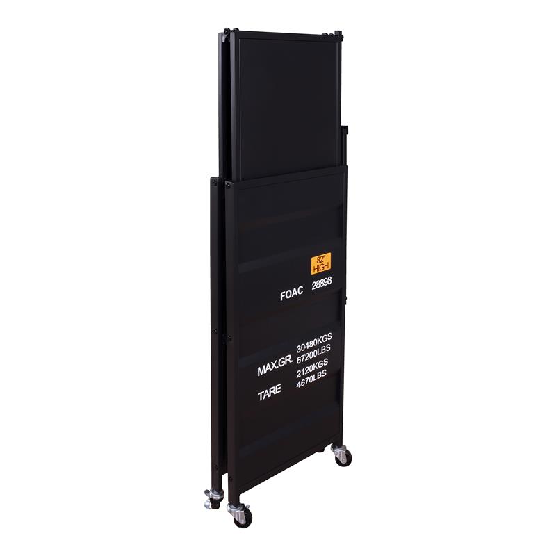 Furniture of America Lionna Metal Folding Bookcase with Wheels in Black