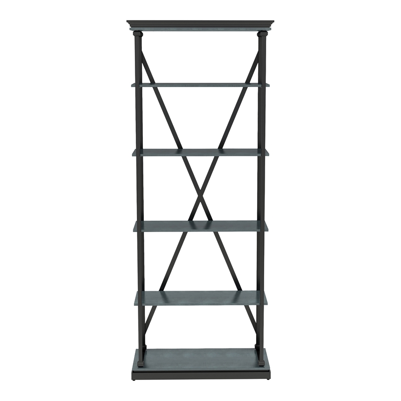 Furniture of America Toggin Industrial Metal 33-Inch Bookcase in Antique Blue