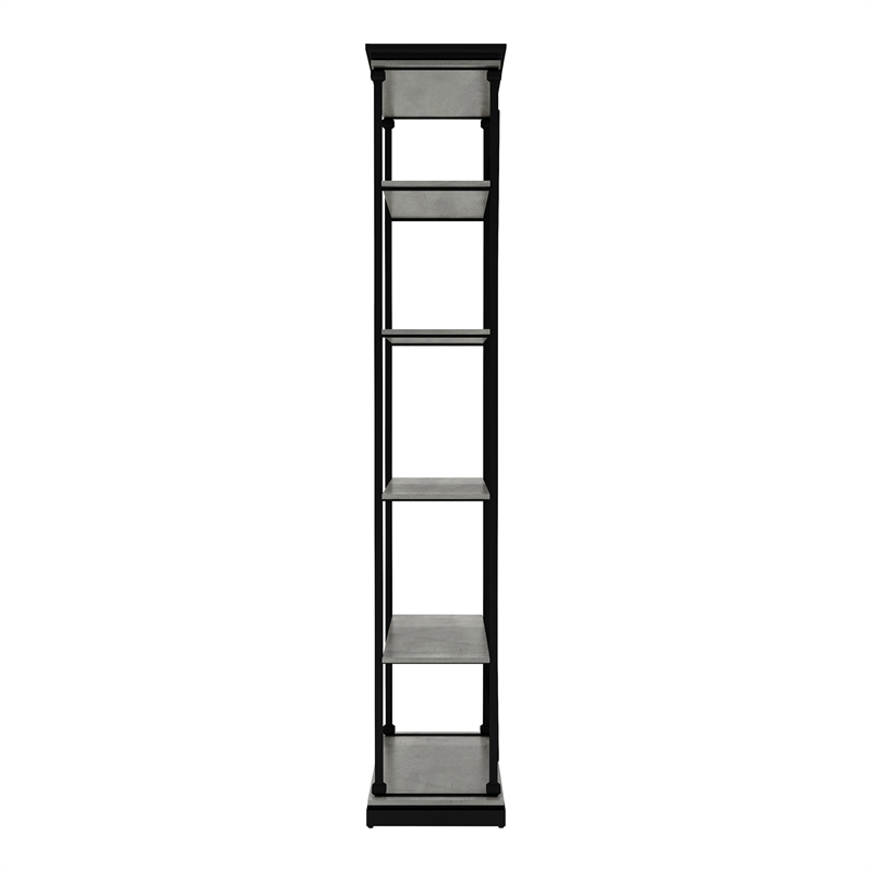 Furniture of America Toggin Industrial Metal 33-Inch Bookcase in Antique Gray