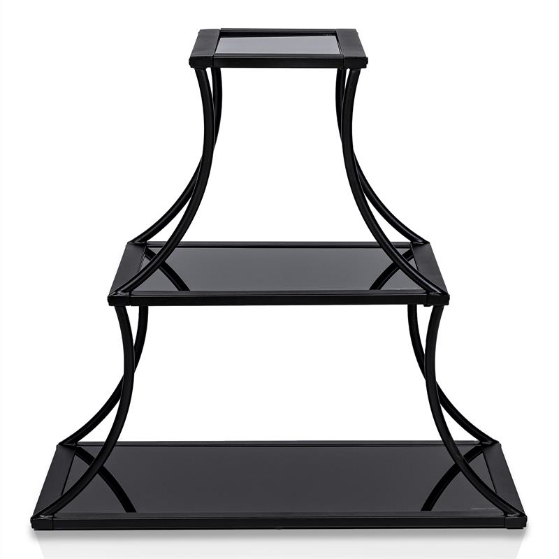 Furniture of America Kladden Industrial Metal 3-Shelf Bookcase in Sand Black