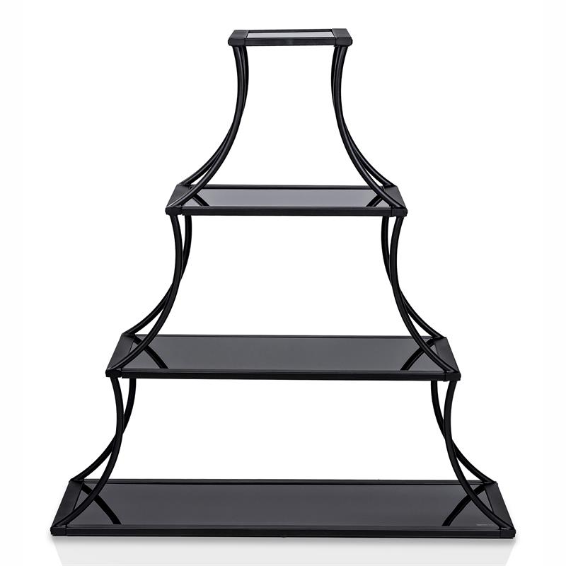 Furniture of America Kladden Industrial Metal 4-Shelf Bookcase in Sand Black