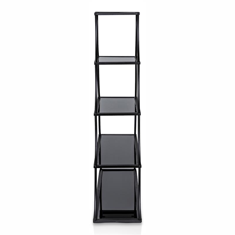 Furniture of America Kladden Industrial Metal 5-Shelf Bookcase in Sand Black