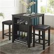 Furniture of America Albana Wood 3-Piece Counter Height Dining Set in Walnut