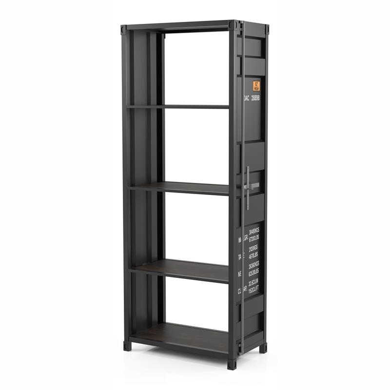 Furniture of America Mandom Modern Metal 4-Shelf Bookcase in Silver Gunmetal