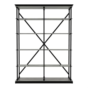 Furniture of America Toggin Industrial Metal 58-Inch Bookcase in Antique Gray