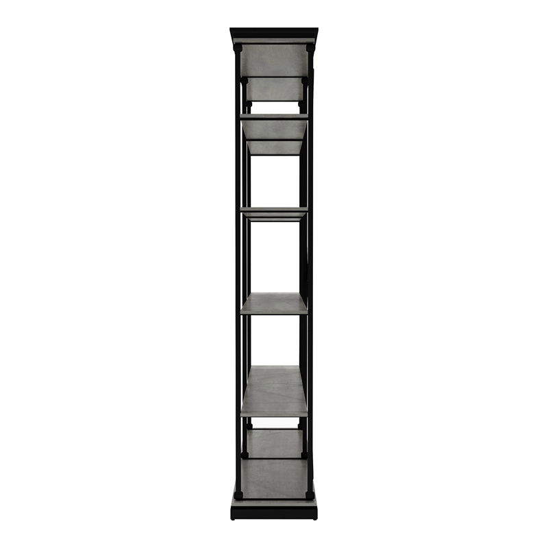 Furniture of America Toggin Industrial Metal 58-Inch Bookcase in Antique Gray