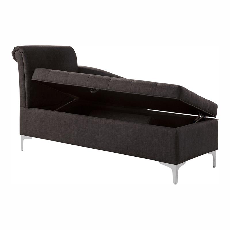 Furniture of America Horsh Contemporary Fabric Storage Chaise in Gray