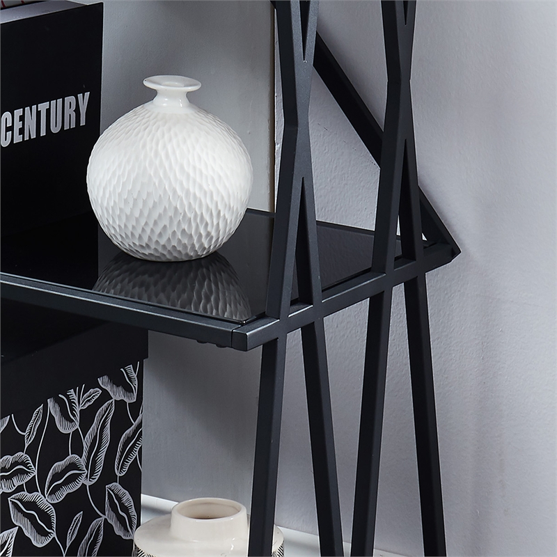Furniture of America Vorsko Industrial Metal 4-Shelf Bookcase in Black