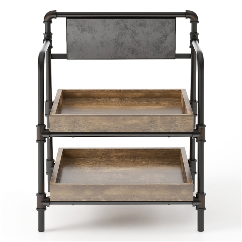 Furniture of America Kernel Industrial Metal 2-Shelf Bookcase in Sand Black