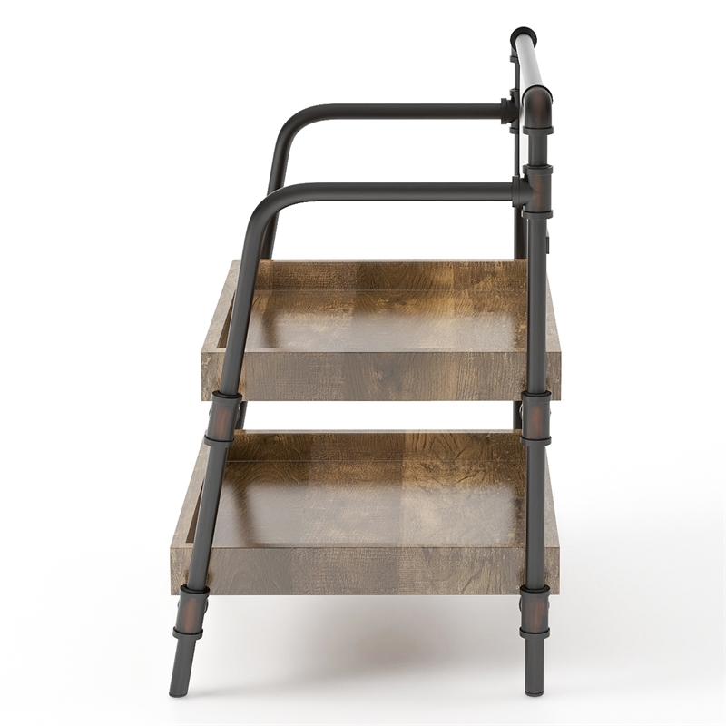Furniture of America Kernel Industrial Metal 2-Shelf Bookcase in Sand Black