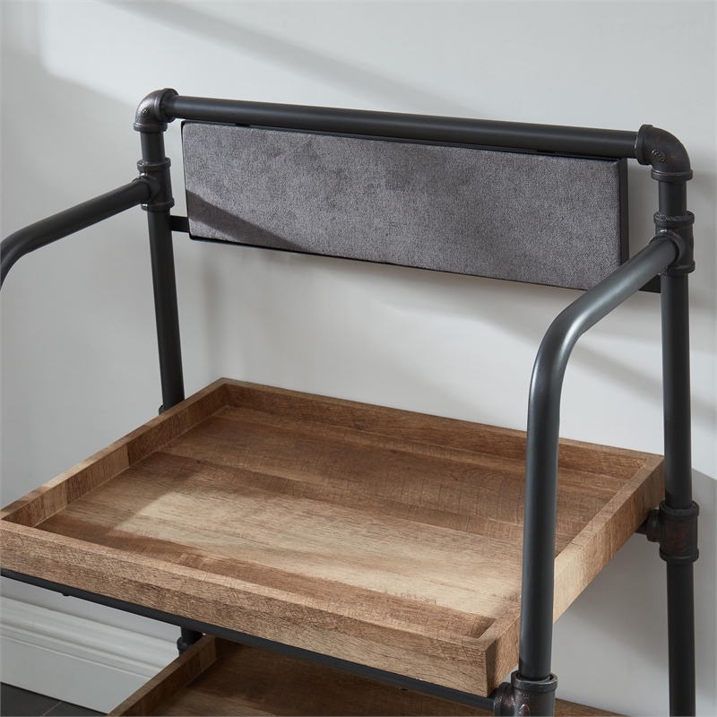 Furniture of America Kernel Industrial Metal 2-Shelf Bookcase in Sand Black