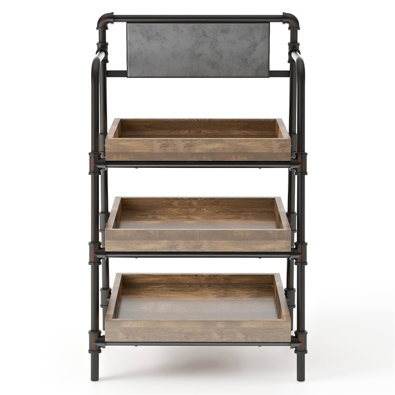 Furniture of America Kernel Industrial Metal 3-Shelf Bookcase in Sand Black