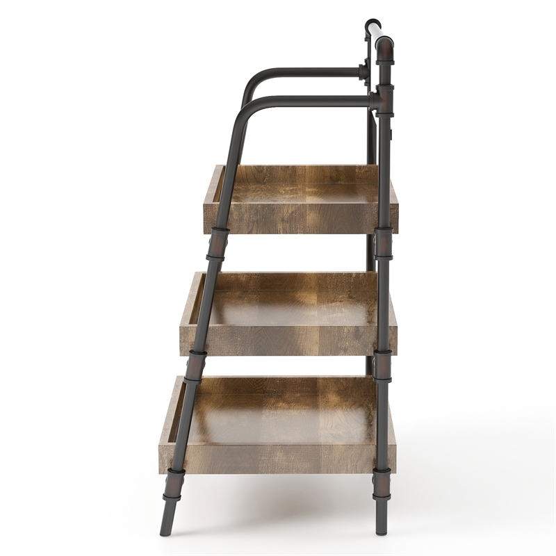 Furniture of America Kernel Industrial Metal 3-Shelf Bookcase in Sand Black