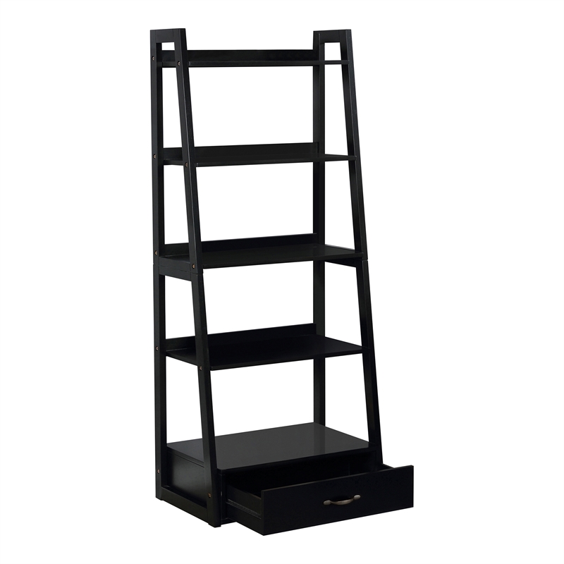 Furniture of America Ploomer Transitional Wood 1-Drawer Bookcase in Black