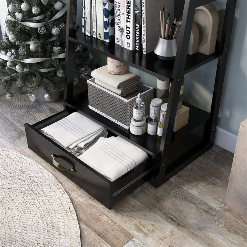 Furniture of America Ploomer Transitional Wood 1-Drawer Bookcase in Black