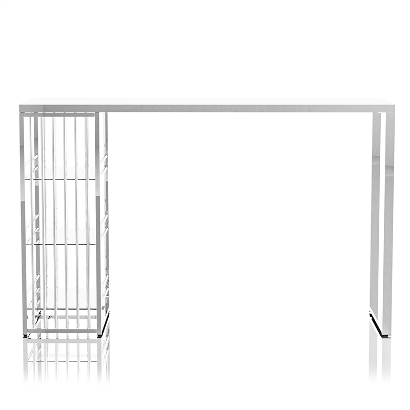 Furniture of America Norvel Contemporary Glass Top Bar Table in Chrome Plating