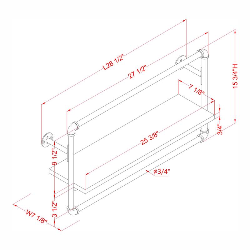 Furniture of America Alvara Metal 27.5-Inch Wall Shelf in Sand Black