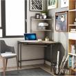 Furniture of America Flak Industrial Wood Corner Desk with Shelves in Sand Black