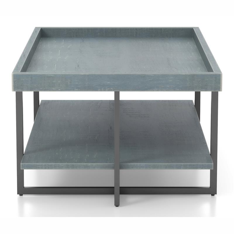 Furniture of America Humere Wood 1-Shelf Coffee Table in Antique Blue