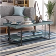 Furniture of America Humere Wood 1-Shelf Coffee Table in Antique Blue