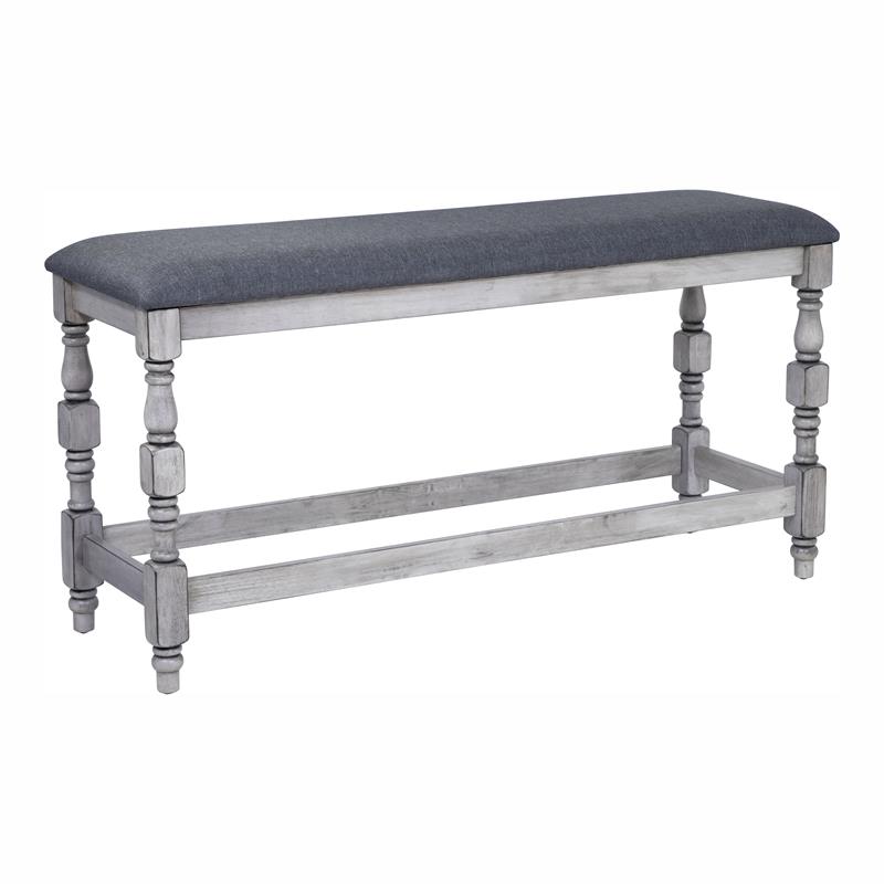 Furniture of America Weighton Wood Counter Height Dining Bench in Antique White