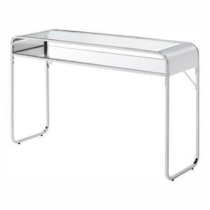 Furniture of America Mexller Contemporary Glass Top Console Table in Chrome