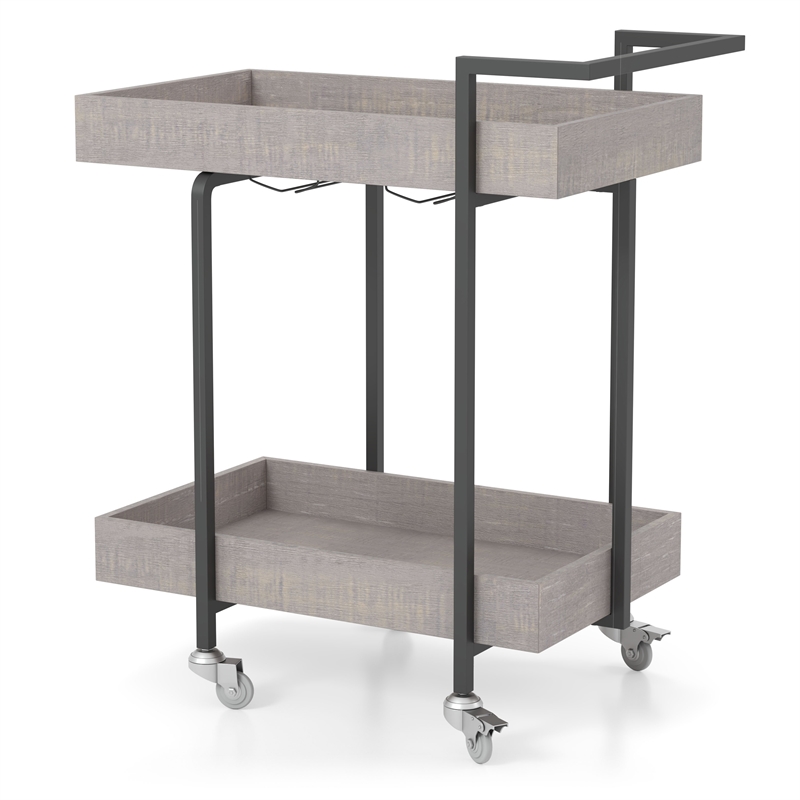 Furniture of America Lackomb Contemporary Wood Serving Cart in Antique Gray