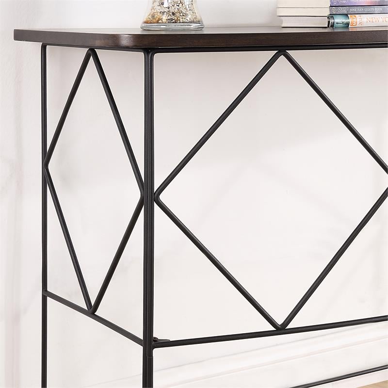 Furniture of America Borche Industrial Wood Console Table in Walnut