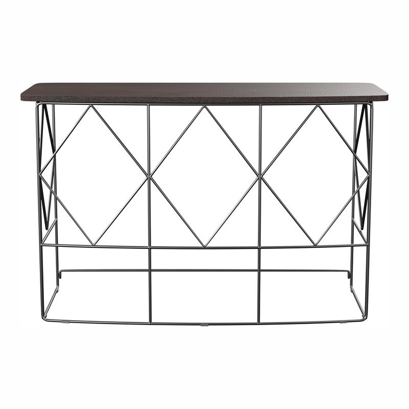 Furniture of America Borche Industrial Wood Console Table in Walnut