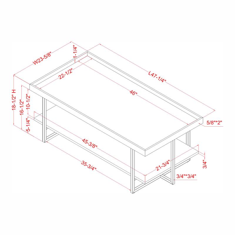 Furniture of America Prakers Industrial Wood 1-Shelf Coffee Table in Black