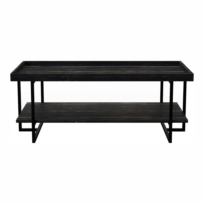 Furniture of America Prakers Industrial Wood 1-Shelf Coffee Table in Black