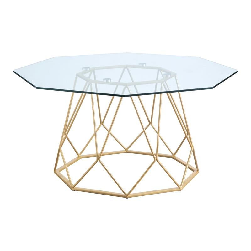Furniture of America Growder Contemporary Glass Top Coffee Table in Gold