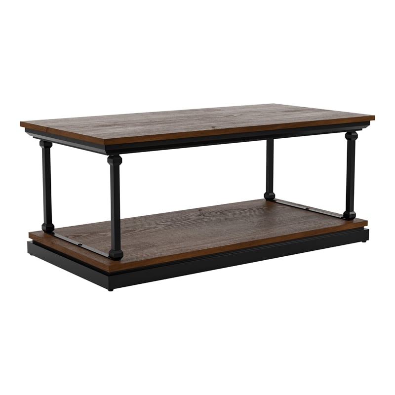 Furniture of America Drewden Wood 1-Shelf Coffee Table in Dark Oak