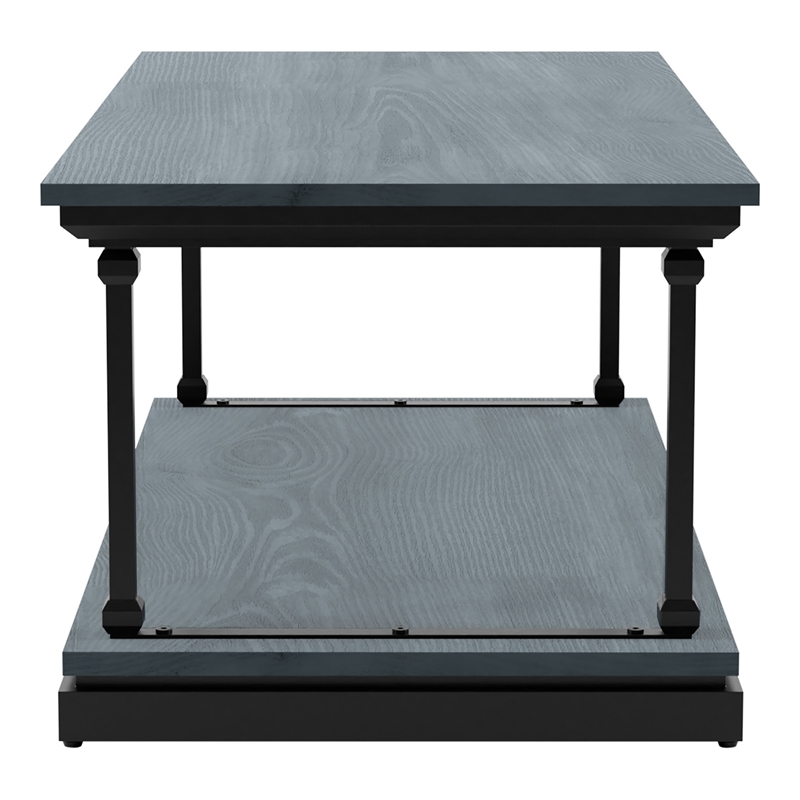 Furniture of America Drewden Wood 1-Shelf Coffee Table in Antique Blue