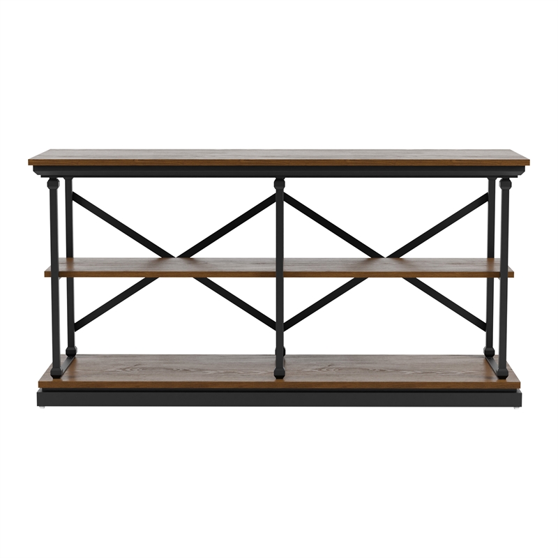 Furniture of America Drewden Transitional Wood 2-Shelf Console Table in Dark Oak