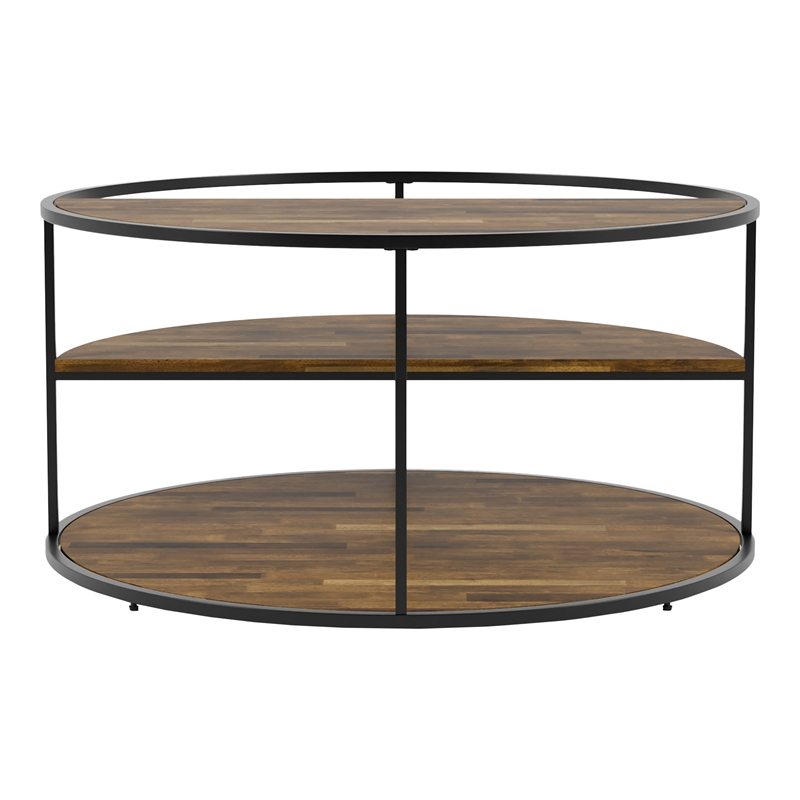 Furniture of America Marquesa Contemporary Wood Round Coffee Table in Black