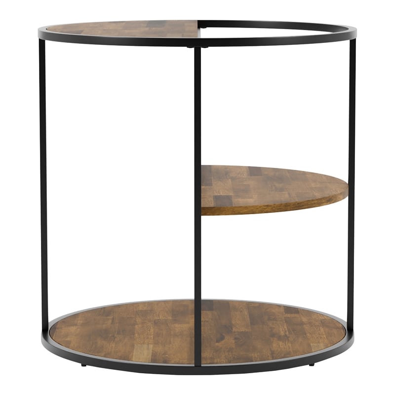 Furniture of America Marquesa Wood Round 2-Piece Coffee Table Set in Black